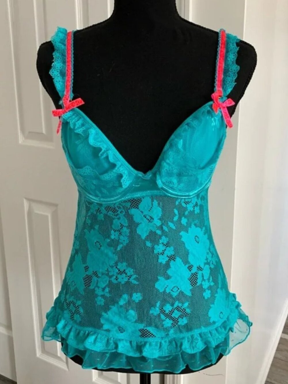 From France Soleil Sucre Babydoll Lingerie- BLUE bra size 85 B France or 32 B U